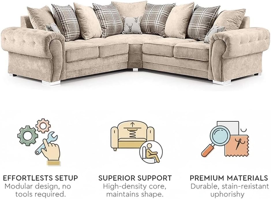 Verona Kensington Dual Arm 5 seater 2c2 Corner sofa (Mink)