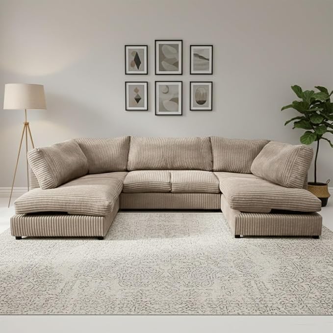 Large U Shape Modular Corner Sofa Jumbo Cord