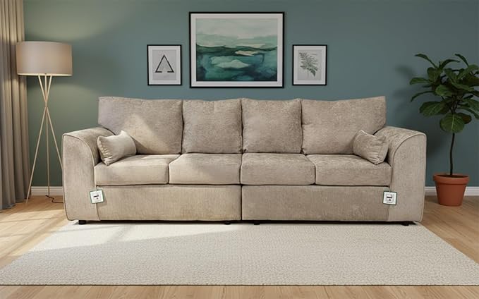 Comfortable 4 Seater Sofa with Full Back Support and Alaska Fabric