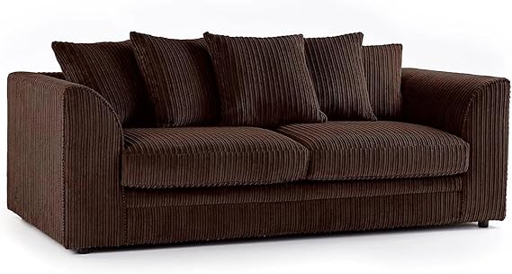 Jumbo Cord 3+1+1 Sofa Set with Cushions and Ottoman Footrest