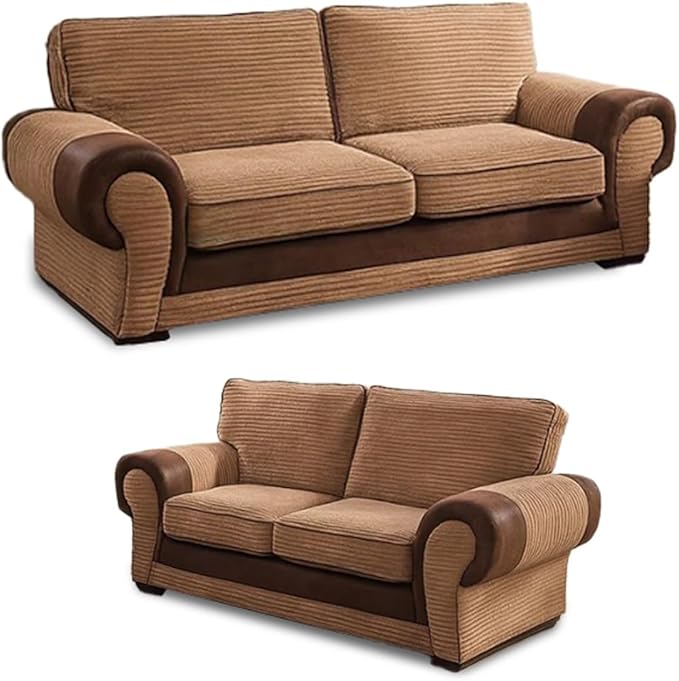 Stylish 3+2 Seater Sofa Suite in Soft Jumbo Cord Fabric