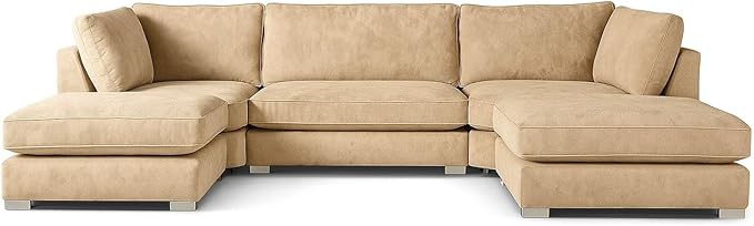 U Shaped Alaska 6 Seater Sectional Sofa (Cream)