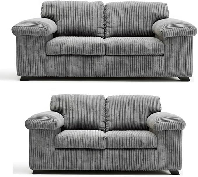 Deltaa Grey Fabric 3 and 2 Seater Sofa Suite Modern Design