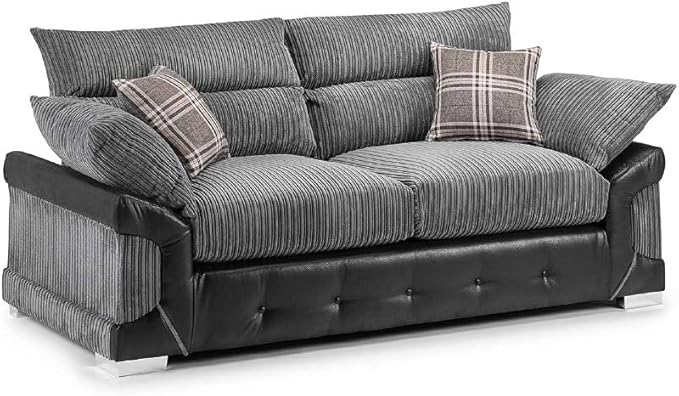 Logan 3+2 Sofa Set Jumbo Cord and Leather High Back Sofa