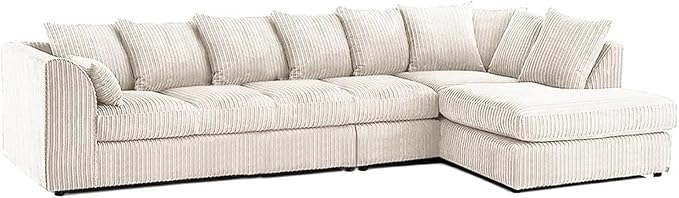 Contemporary Cream Corner Couch – 6 Seater Design