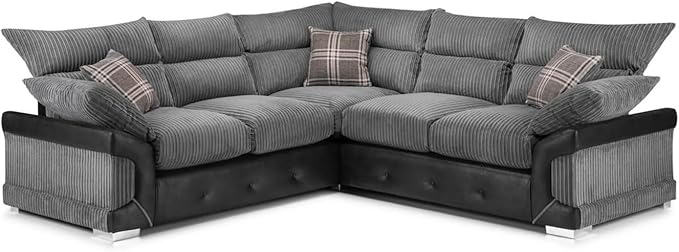 Logann 5 Seater Jumbo Cord and Leather Corner Sofa