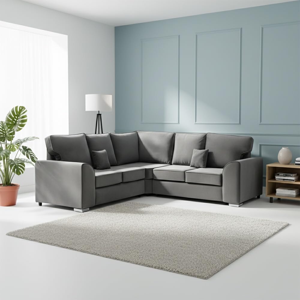 Dylan dual arm 5 seater 2c2 Plush Velvet High Back Corner Sofa
