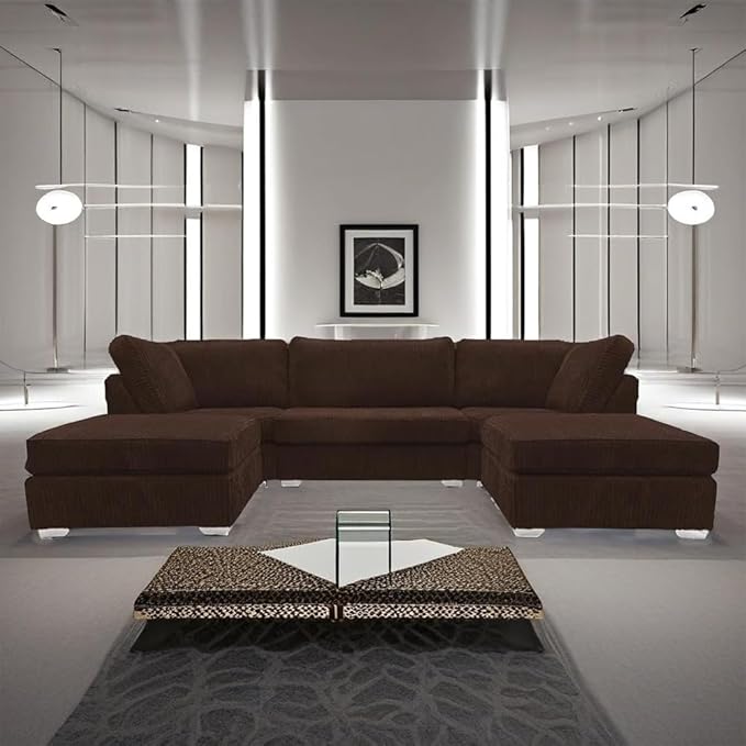 Bishop U Shaped Sofa 7 Seater Jumbo Cord Cloud Couch for Living Room