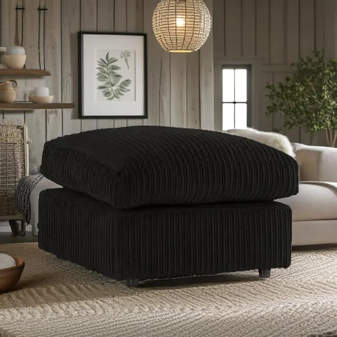 Comfortable Black Jumbo Cord 3+1+1 Sofa Suite with Armchairs