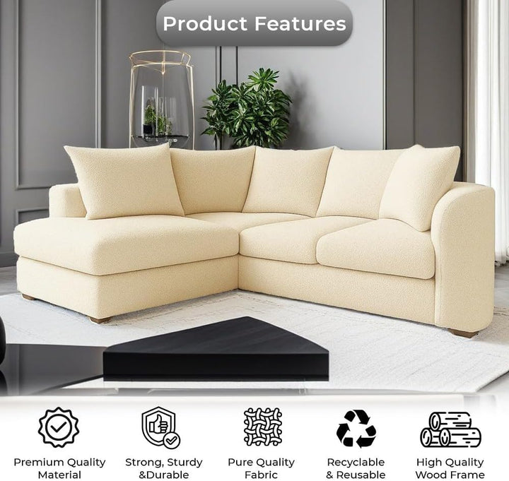 Dylan L shape 4 seater teddy Boucle Corner