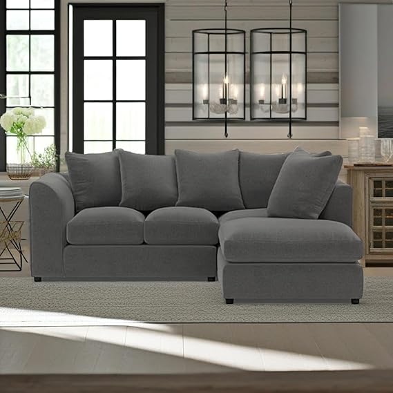 Comfortable Two Piece Cloud Couch with Modular L Shape Design