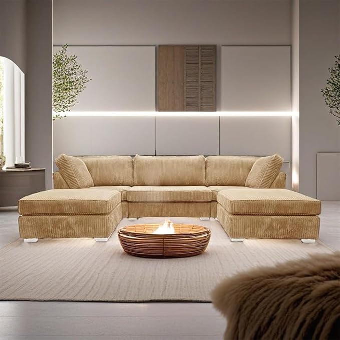 Bishop U Shaped Sofa 7 Seater Jumbo Cord Cloud Couch for Living Room