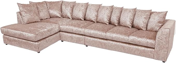 Large L Shape Crushed Velvet Sofa – 6 Seater Comfort
