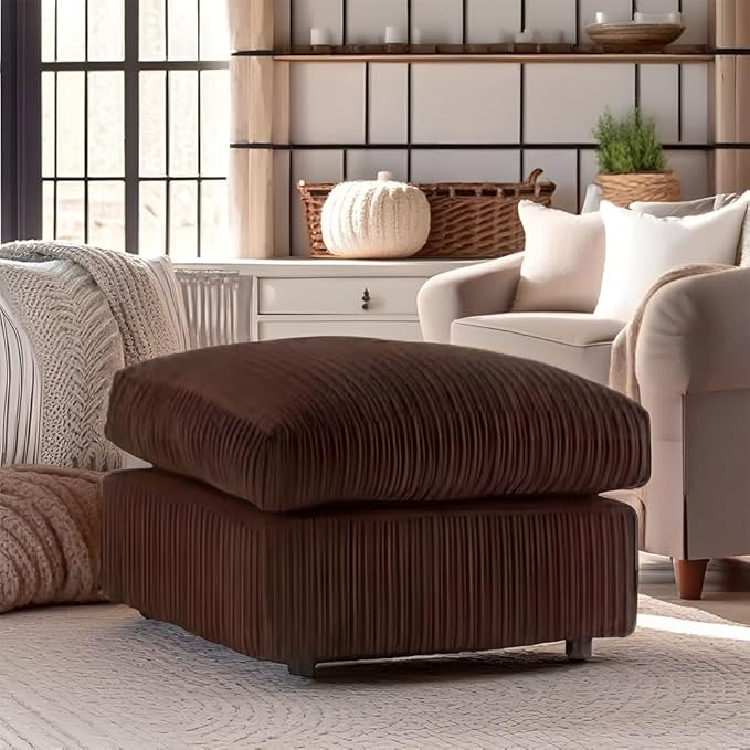 Modern Jumbo Cord 3+1+1 Sofa Suite with Armchair and Footstool