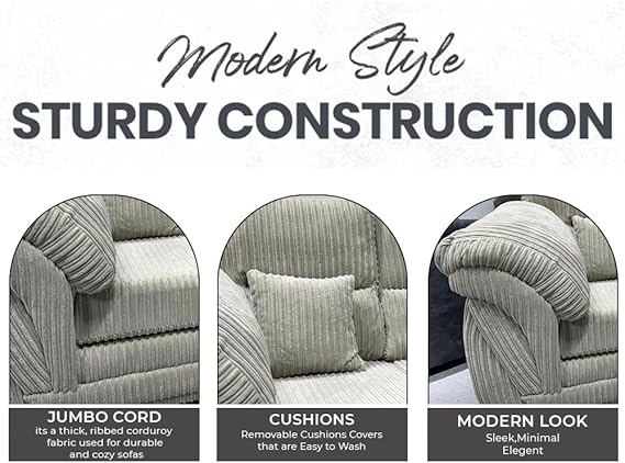 Jumbo Cord Mink 2 Seater Sofa for Lounge and Living Room