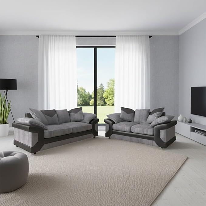 3+2 Seater Suites Jumbo Cord Scatter Back Corner Sofa