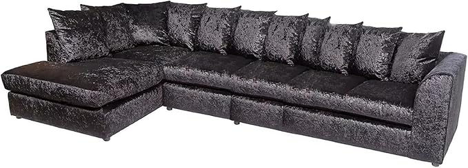 Large L Shape Crushed Velvet Sofa – 6 Seater Comfort