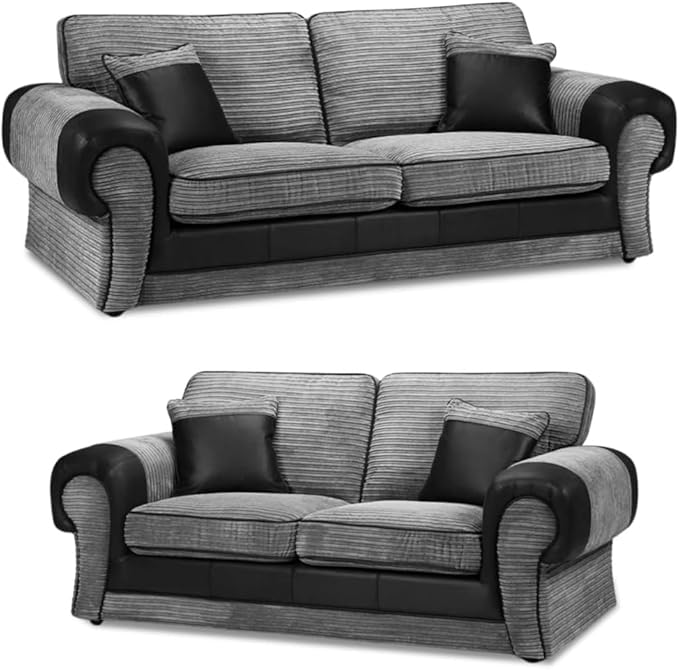 Stylish 3+2 Seater Sofa Suite in Soft Jumbo Cord Fabric