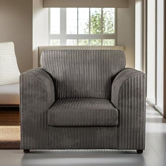 Grey Scatter Back 3 Seater Sofa and Armchair in Jumbo Cord
