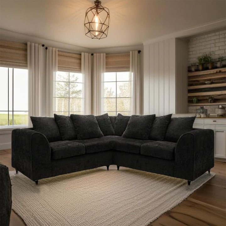 Dylan dual arm 5 seater 2c2 AlaskaCorner Sofa+Footstool (Black)