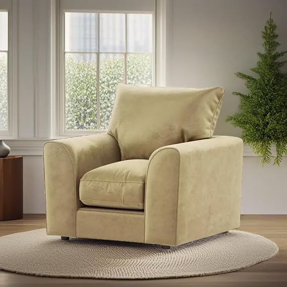 Luxury Beige Plush Velvet 3+2+1 Seater Sofa Set for Living Rooms