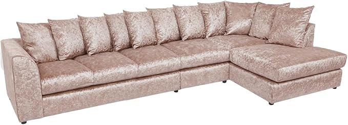 Large L Shape Crushed Velvet Sofa – 6 Seater Comfort
