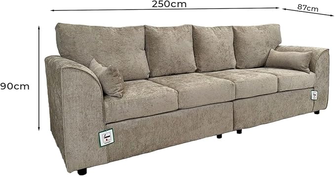 Comfortable 4 Seater Sofa with Full Back Support and Alaska Fabric