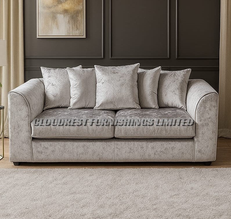 Dylan Crushed Velvet Brand New Silver + Black Corner Sofa | Stylish Living Room Furniture