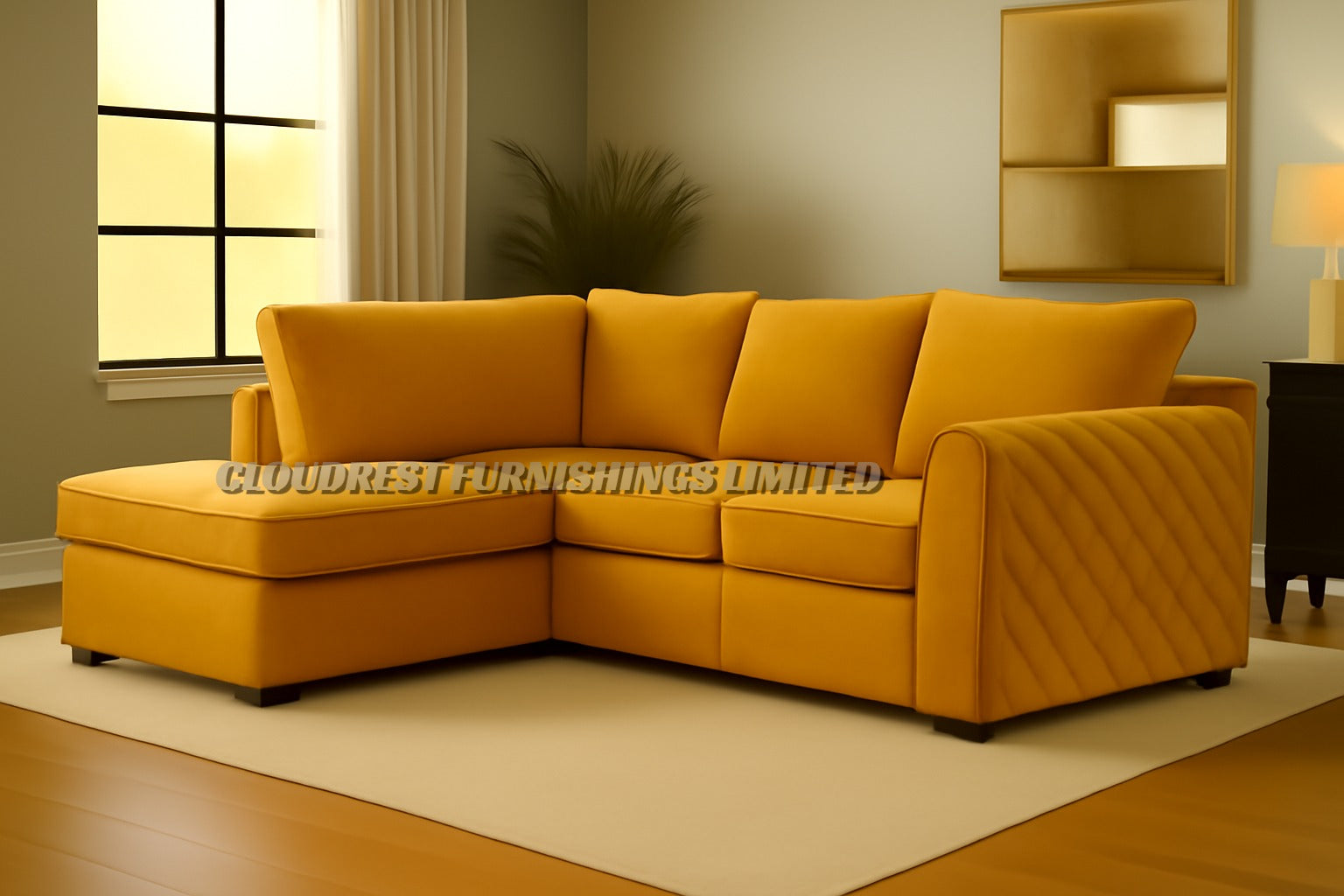 Vortex Plush Velvet Corner Sofa Brand New Grey, Black, Beige, Cream, Blue, Mustard Stylish Living Room Furniture