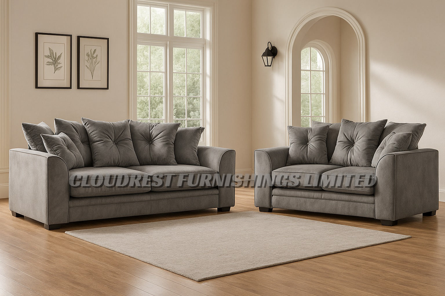 Dylan Plush Velvet Sofa Brand New Grey, Black, Silver, Beige, Navy Blue 3+2 Seater | Stylish Living Room Furniture