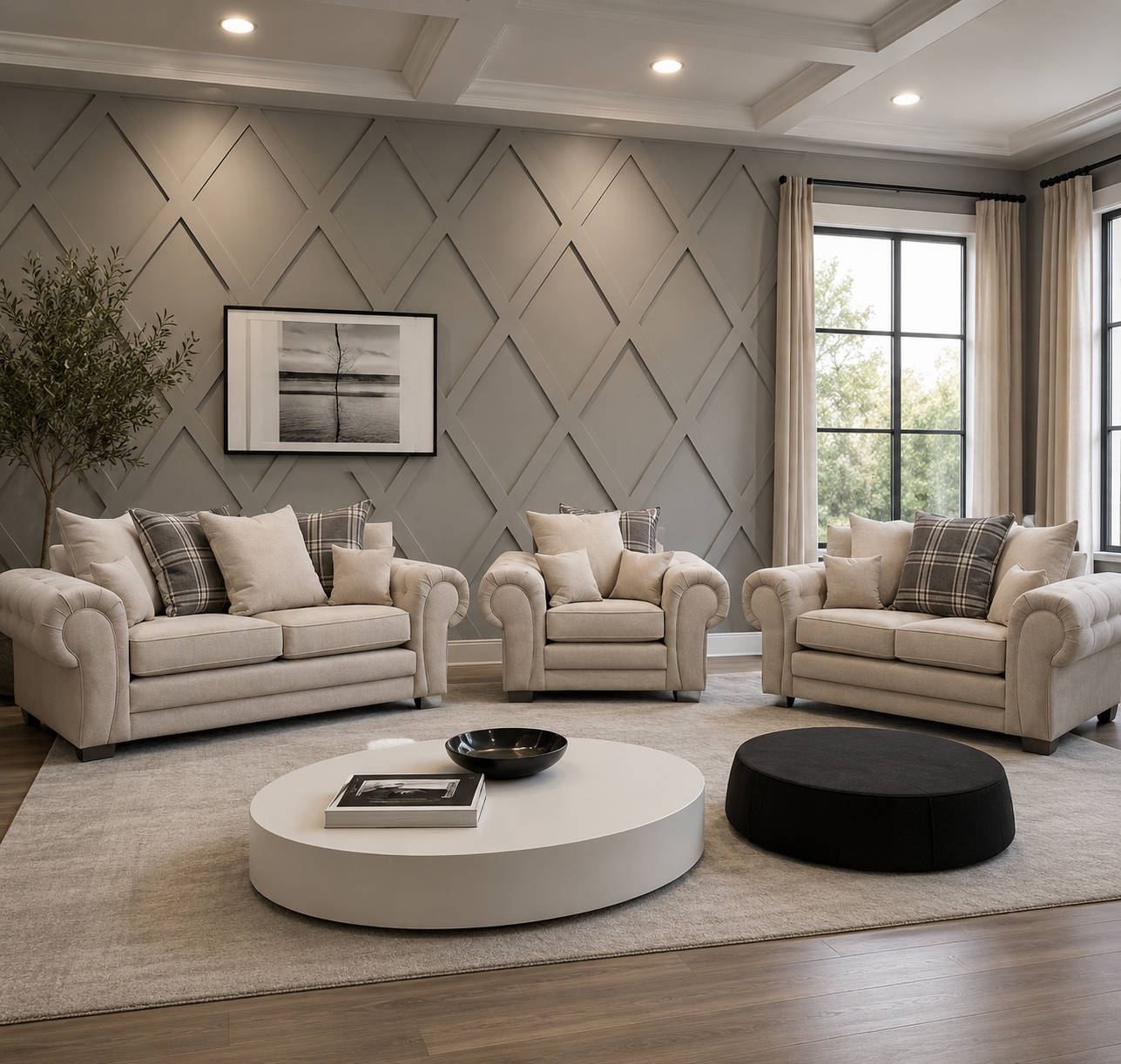 Verona Kensington 3+2+1 Seater / Corner Sofa (Cream)