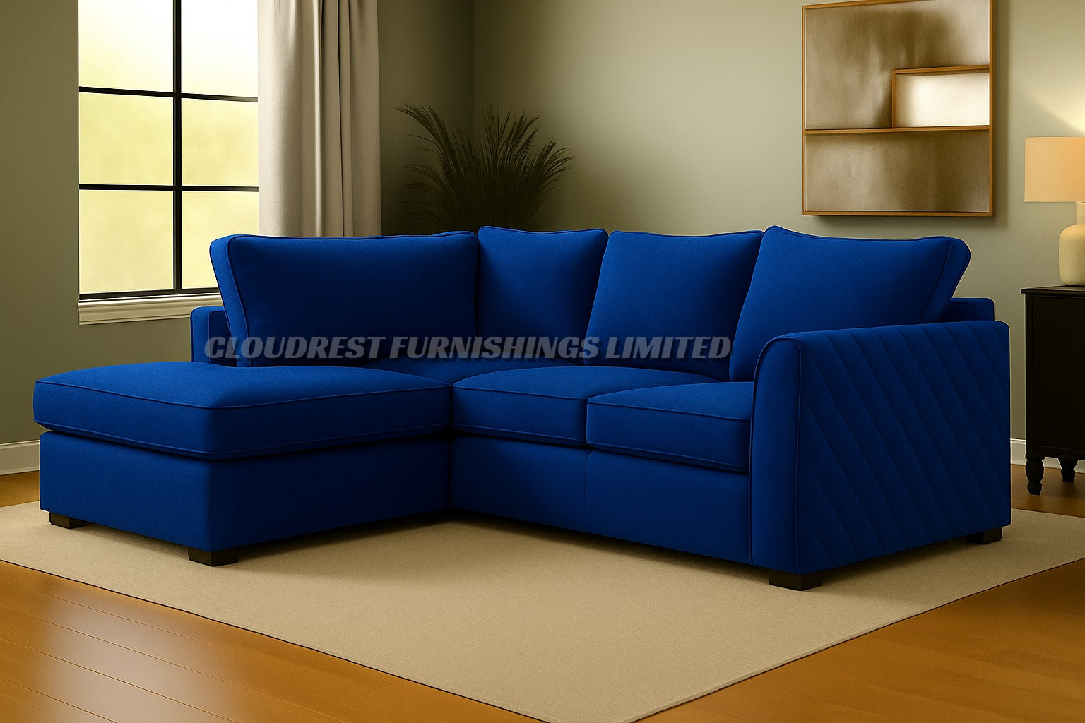 Vortex Plush Velvet Corner Sofa Brand New Grey, Black, Beige, Cream, Blue, Mustard Stylish Living Room Furniture