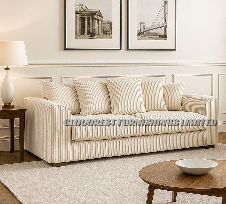 Dylan Jumbo Cord Sofa Brand New Grey, Black, Beige, Cream, Blue 3+2 Seater | Stylish Living Room Furniture