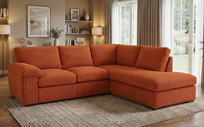 Left or Right Hand Jumbo Cord Corner Sofa with Deep Seating