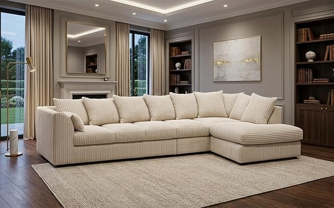Contemporary Cream Corner Couch – 6 Seater Design