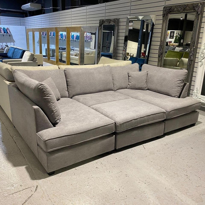 Cinema 4pc U shape 5 Seater Alaska High Back Sofa (Grey)
