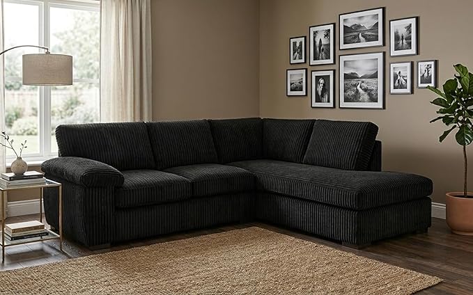 Left or Right Hand Jumbo Cord Corner Sofa with Deep Seating