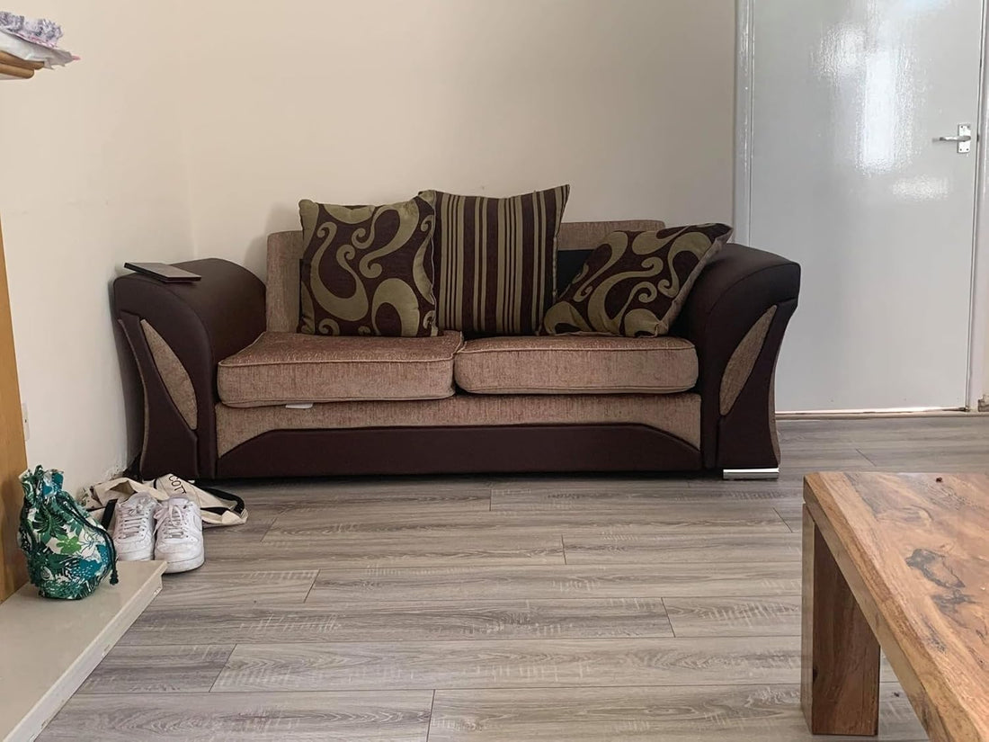 Shannon Chenille 3+2 Seater Sofa Set (Brown & Beige)