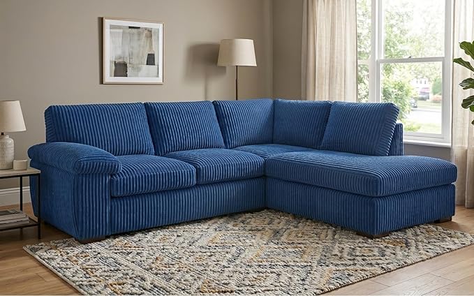 Left or Right Hand Jumbo Cord Corner Sofa with Deep Seating