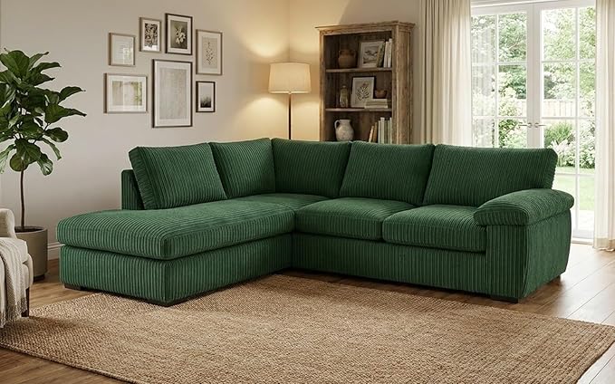 Left or Right Hand Jumbo Cord Corner Sofa with Deep Seating