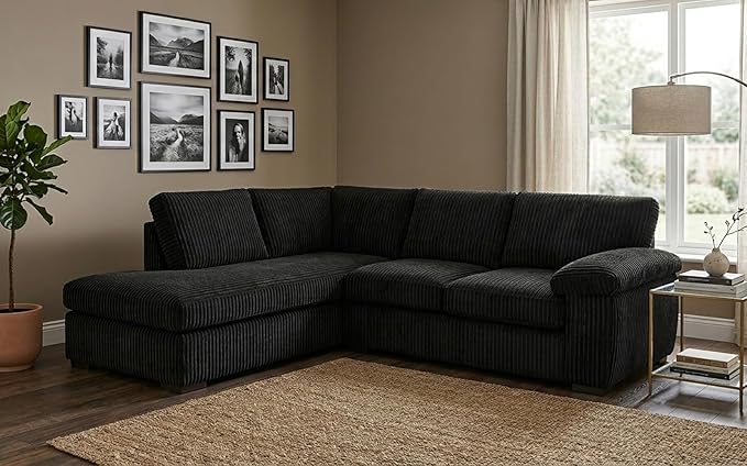 Left or Right Hand Jumbo Cord Corner Sofa with Deep Seating