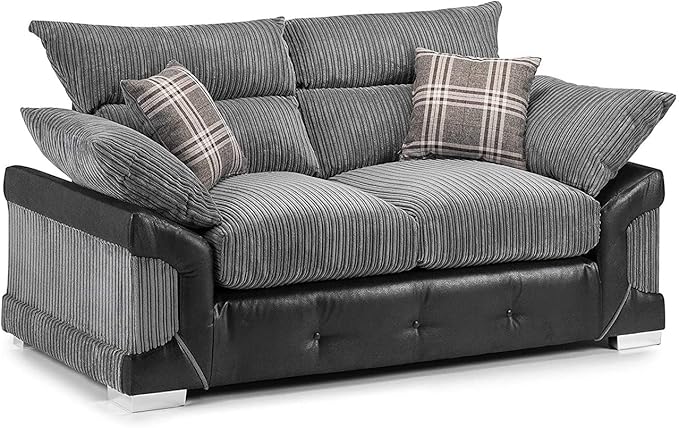 Logan 3+2 Sofa Set Jumbo Cord and Leather High Back Sofa