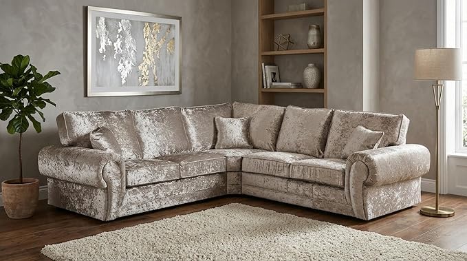 Tango 2C2 Crushed Velvet Corner Sofa for Modern Living Rooms