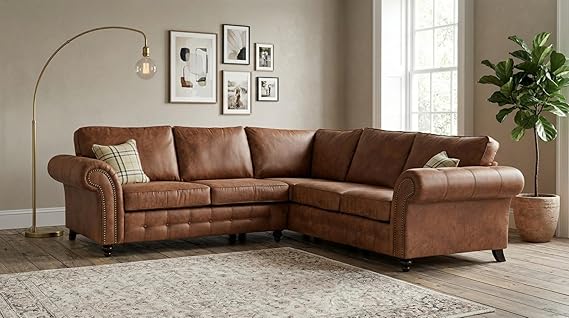 Oakland Chesterfield Style 5 Seater Corner Sofa for Family Homes