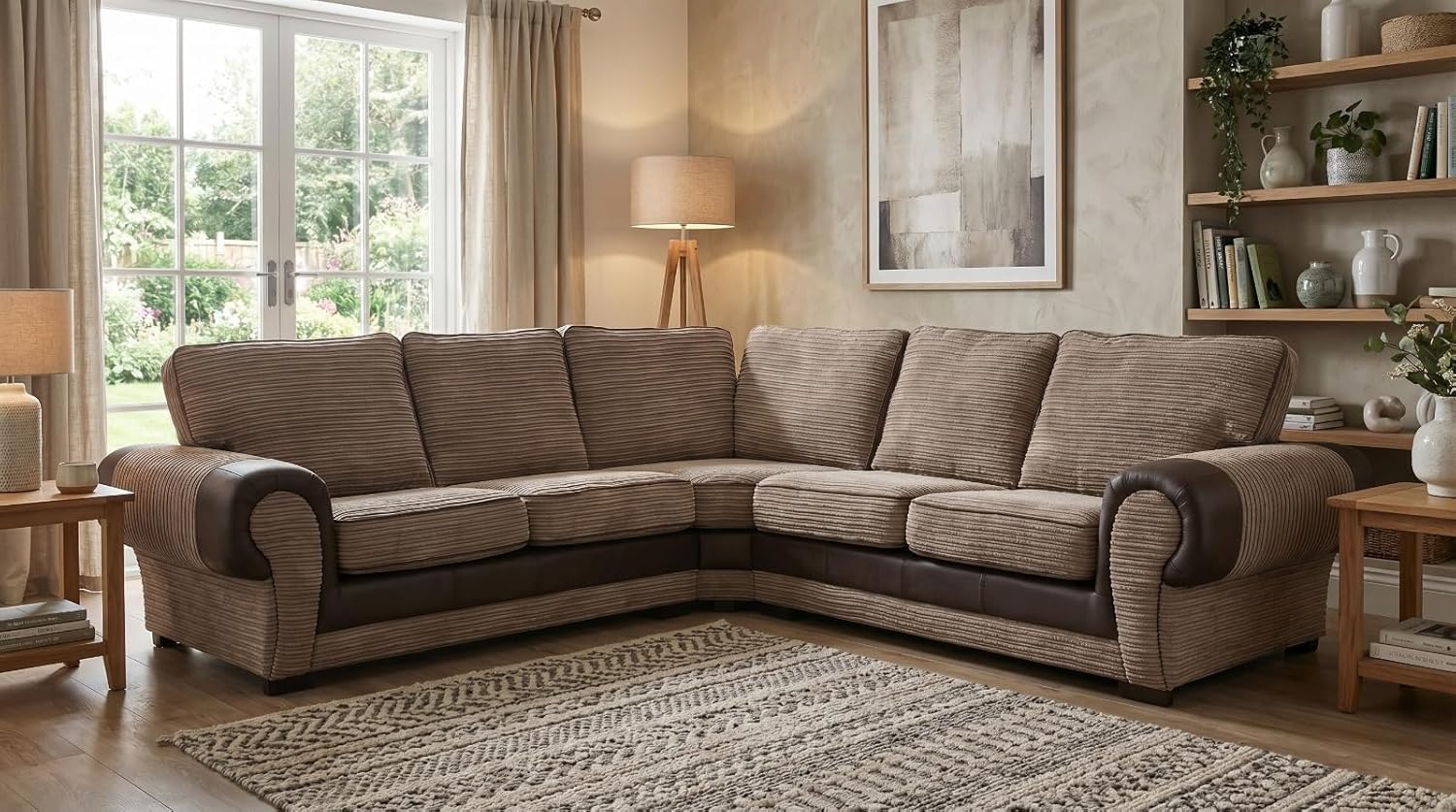 Tango Jumbo Cord 2C2 Corner Sofa 5 Seater High Back Suite