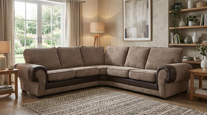 Tango Jumbo Cord 2C2 Corner Sofa 5 Seater High Back Suite