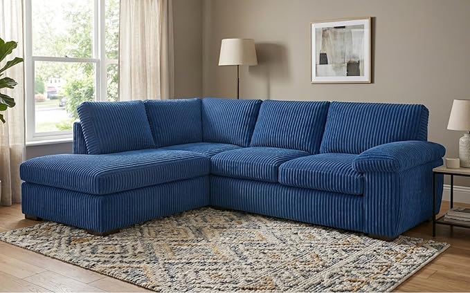 Left or Right Hand Jumbo Cord Corner Sofa with Deep Seating