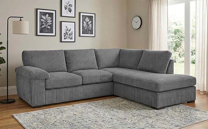 Left or Right Hand Jumbo Cord Corner Sofa with Deep Seating