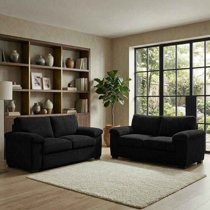Deltaa Grey Fabric 3 and 2 Seater Sofa Suite Modern Design