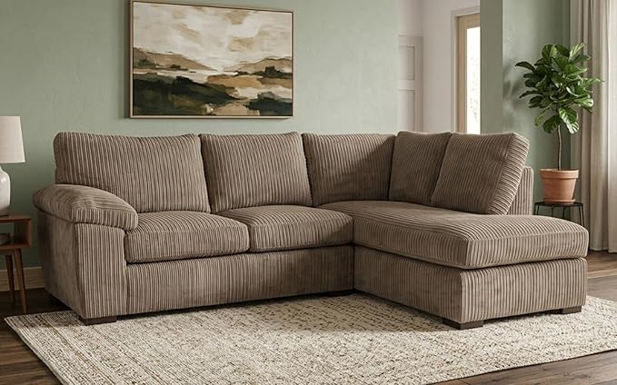 Left or Right Hand Jumbo Cord Corner Sofa with Deep Seating